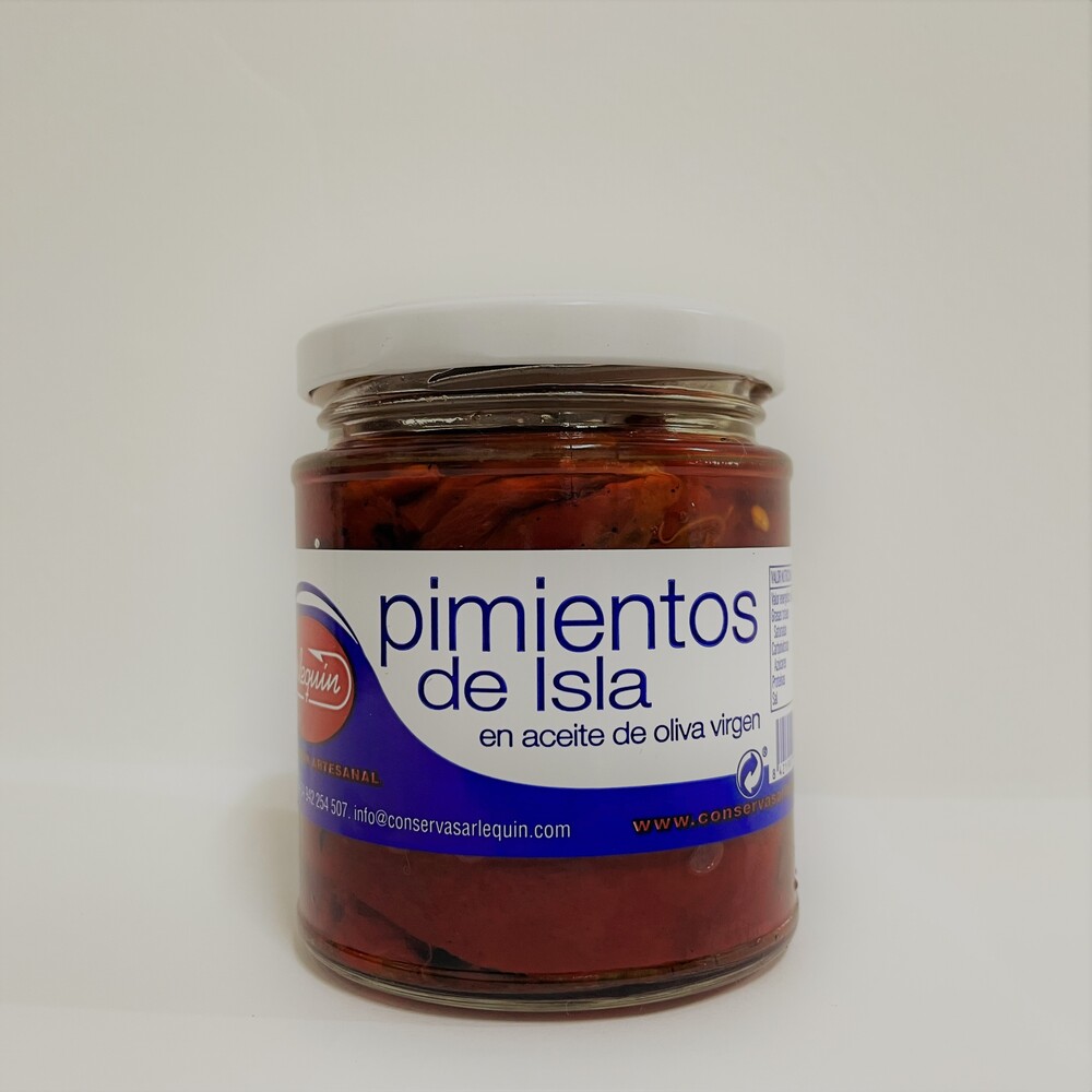 PIMIENTOS DE ISLA EN ACEITE DE OLIVA VIRGEN Arlequin - El Majuelo de Carlos, Tienda de Vino